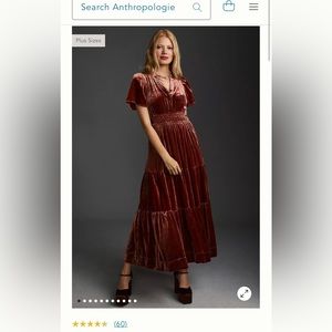 Anthropologie THE SOMERSET MAXI DRESS: VELVET EDITION in raspberry